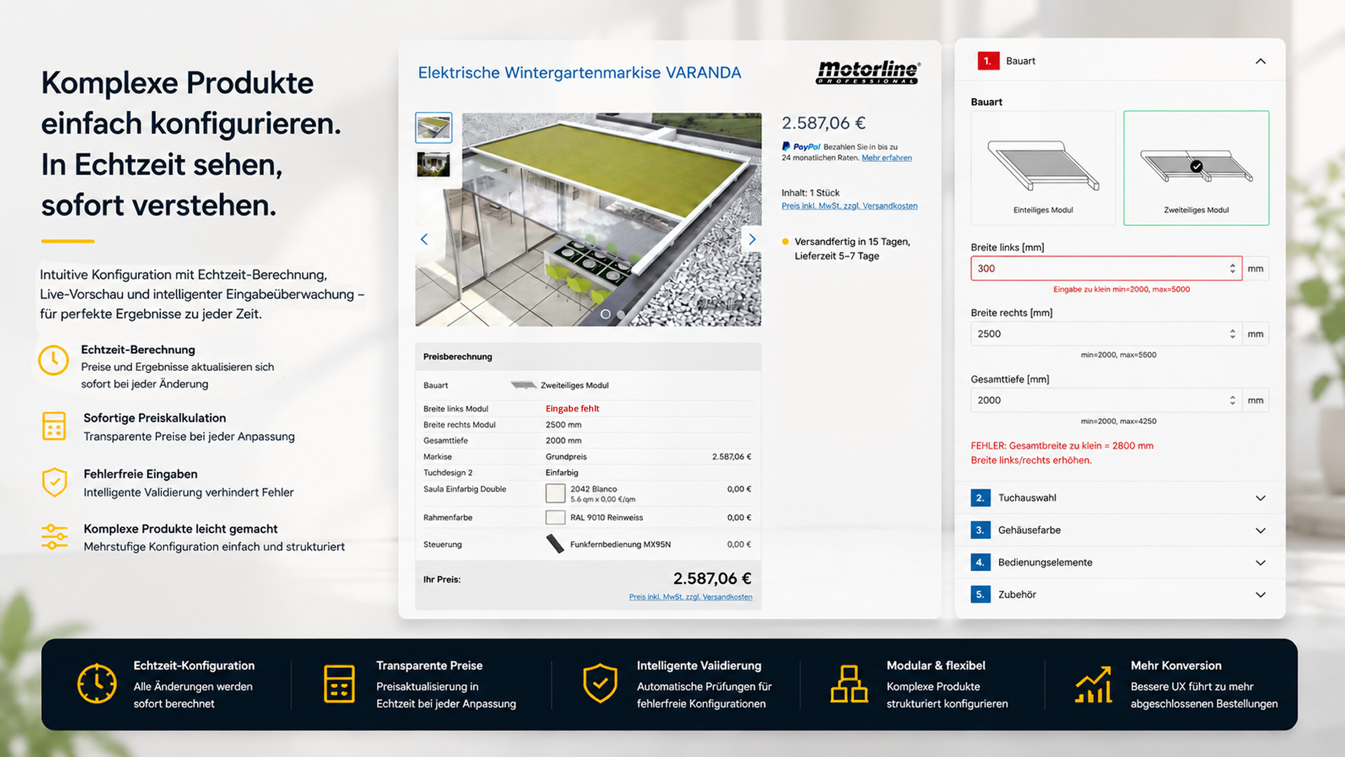 Komplexe Produkte einfach konfigurieren. In Echtzeit sehen, sofort verstehen.