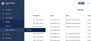 Anfrage-Liste von Bogx Conversion 6 in der Shopware-Administration