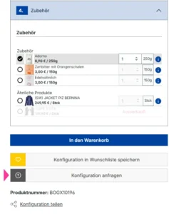 Der Kundenwunsch beginnt direkt am Produkt.